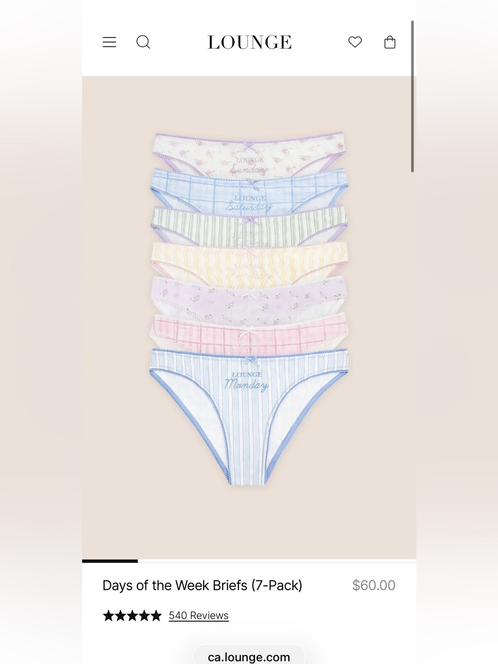 Lounge Days of the Week Briefs 7-Pack - Pastel Multi